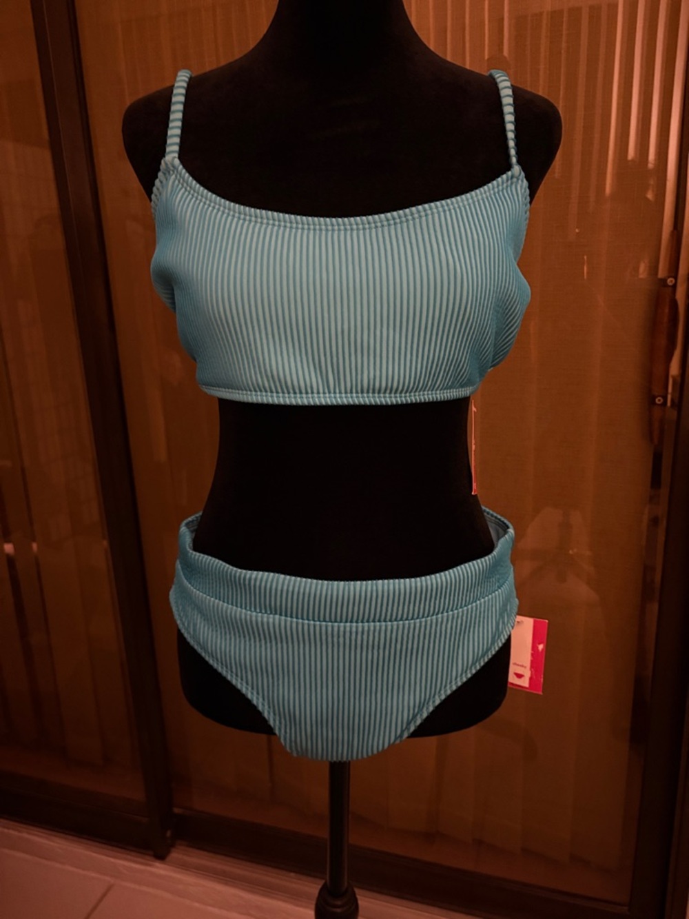 Xhilaration Light Blue Ribbed Two-Piece Bikini